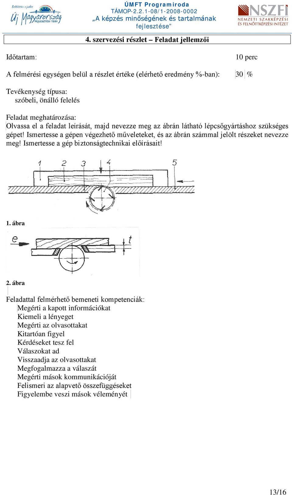 Ismertesse a gépen végezhető műveleteket, és az ábrán számmal jelölt részeket nevezze meg! Ismertesse a gép biztonságtechnikai előírásait! 1. ábra 2.