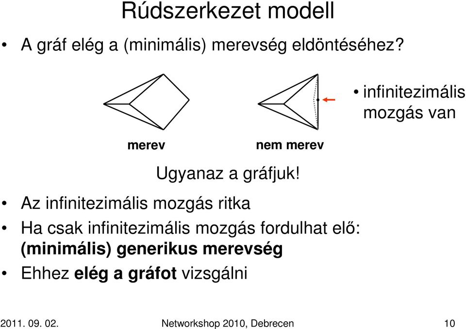 Az infinitezimális mozgás ritka Ha csak infinitezimális mozgás fordulhat elı: