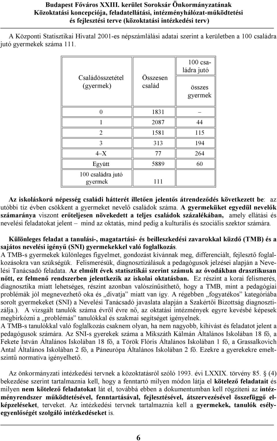 családi hátterét illetően jelentős átrendeződés következett be: az utóbbi tíz évben csökkent a gyermeket nevelő családok száma.