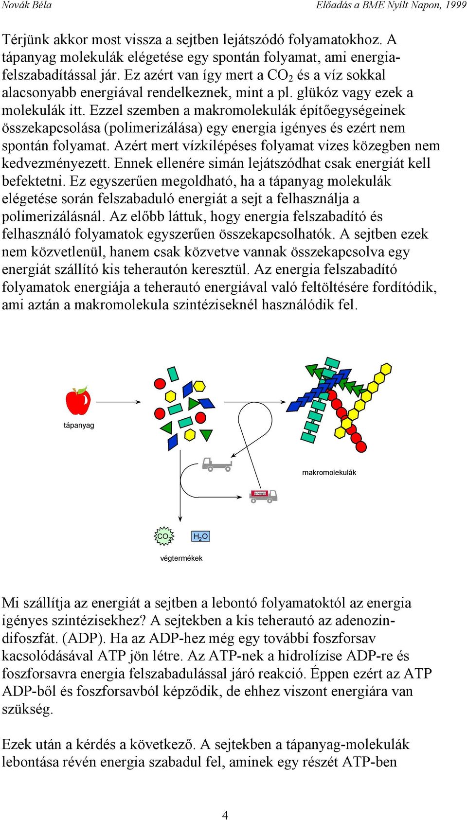 Ezzel szemben a makromolekulák építőegységeinek összekapcsolása (polimerizálása) egy energia igényes és ezért nem spontán folyamat. Azért mert vízkilépéses folyamat vizes közegben nem kedvezményezett.