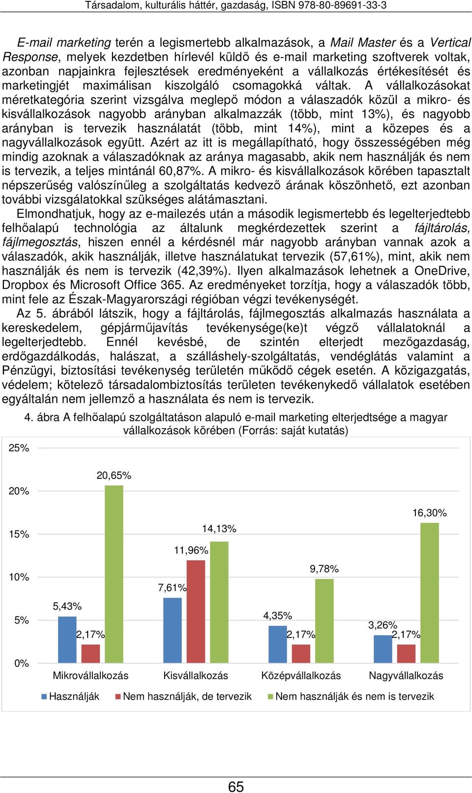 A vállalkozásokat méretkategória szerint vizsgálva meglepő módon a válaszadók közül a mikro- és kisvállalkozások nagyobb arányban alkalmazzák (több, mint 13%), és nagyobb arányban is tervezik