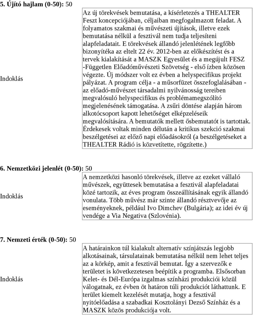 2012-ben az előkészítést és a tervek kialakítását a MASZK Egyesület és a megújult FESZ -Független Előadóművészeti Szövetség - első ízben közösen végezte.