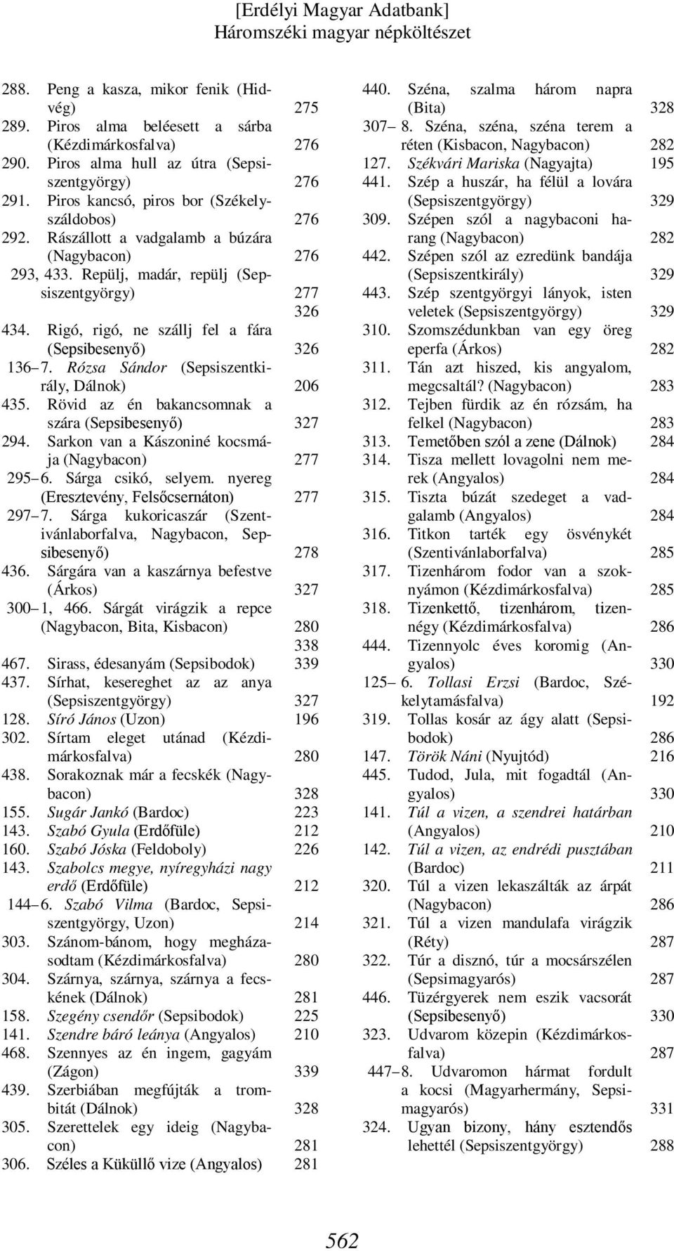 Sarkon van a Kászoniné kocsmája 295 6. Sárga csikó, selyem. nyereg (Eresztevény, Felsőcsernáton) 297 7. Sárga kukoricaszár (Szent- ivánlaborfalva, Nagybacon, Sepsibesenyő) 436.