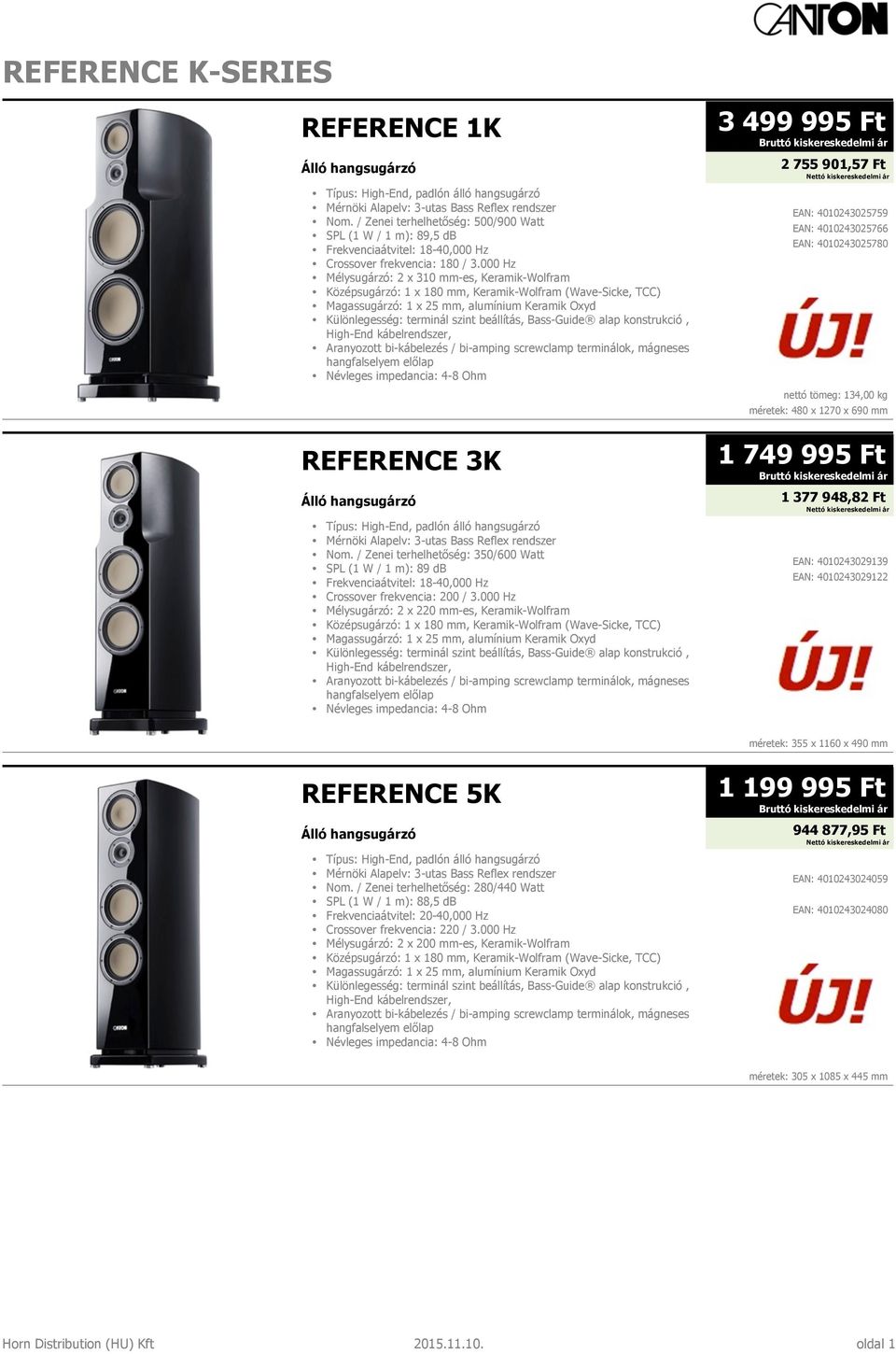 000 Hz Mélysugárzó: 2 x 310 mm-es, Keramik-Wolfram Középsugárzó: 1 x 180 mm, Keramik-Wolfram (Wave-Sicke, TCC) Magassugárzó: 1 x 25 mm, alumínium Keramik Oxyd Különlegesség: terminál szint beállítás,