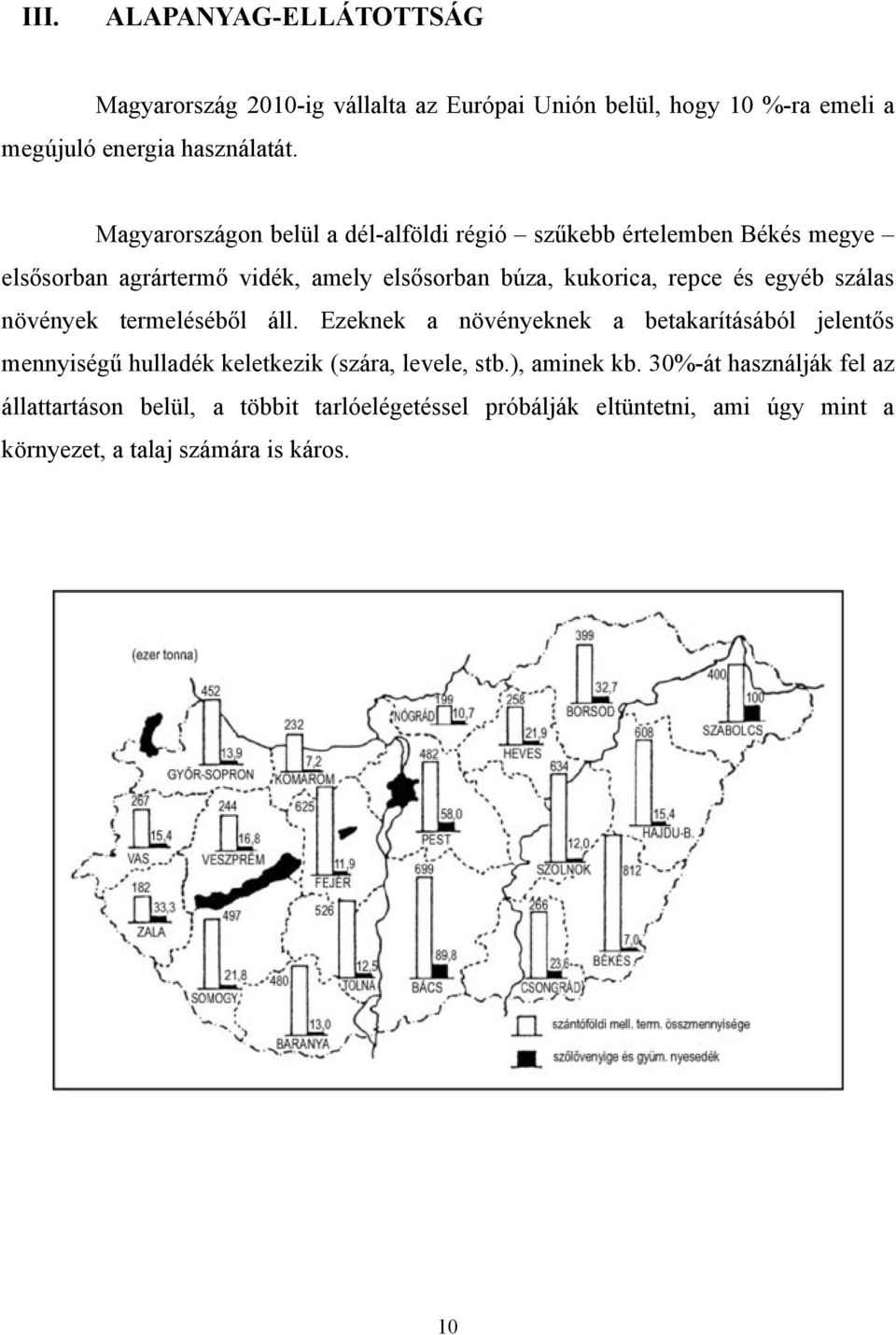 egyéb szálas növények termeléséből áll. Ezeknek a növényeknek a betakarításából jelentős mennyiségű hulladék keletkezik (szára, levele, stb.