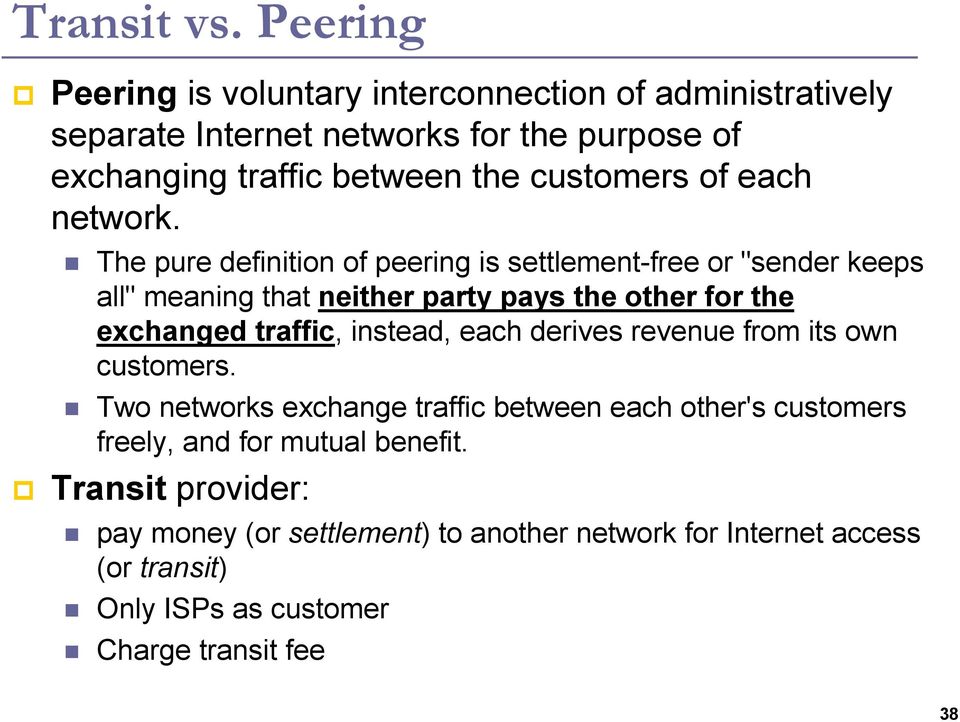 of each network.