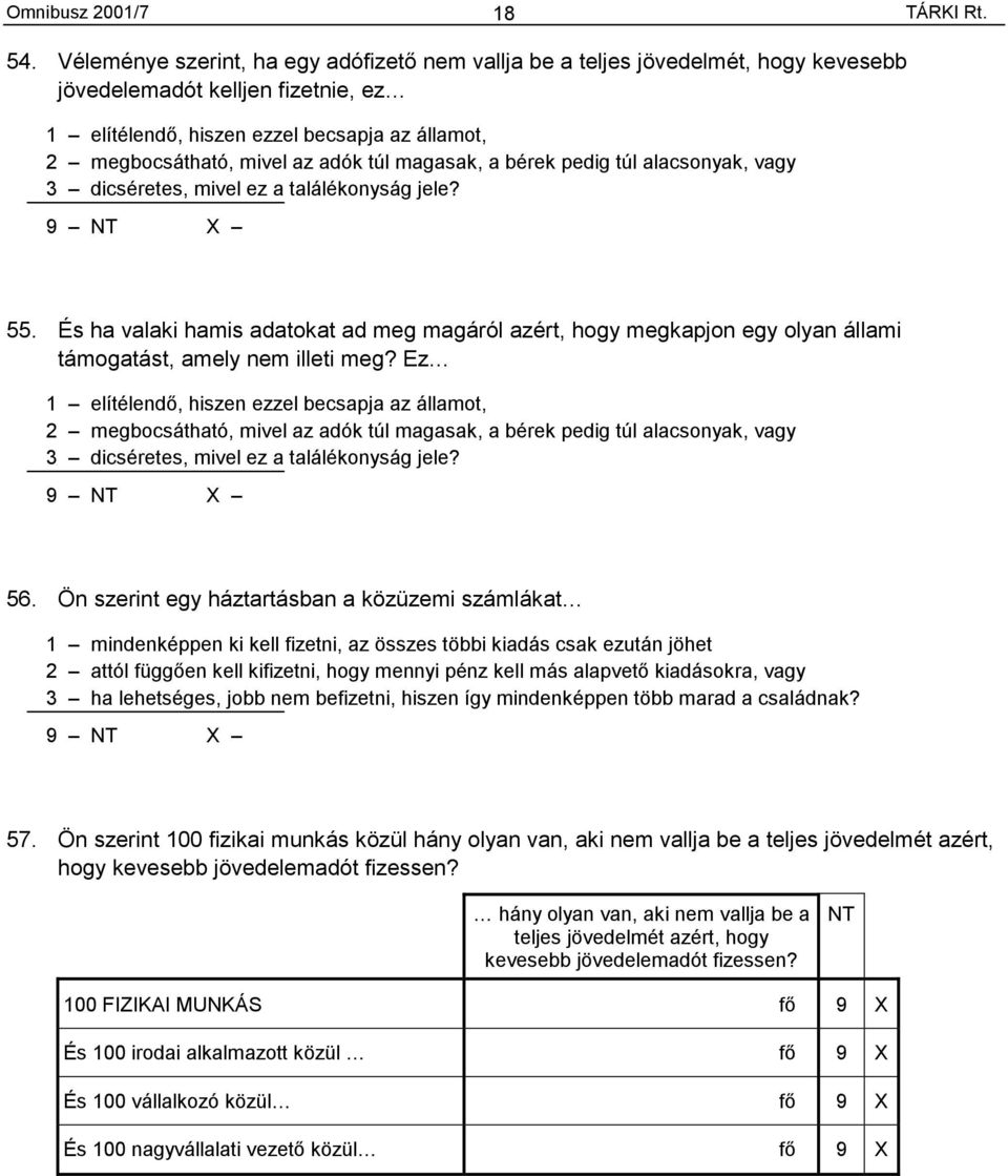 túl magasak, a bérek pedig túl alacsonyak, vagy 3 dicséretes, mivel ez a találékonyság jele? 55.