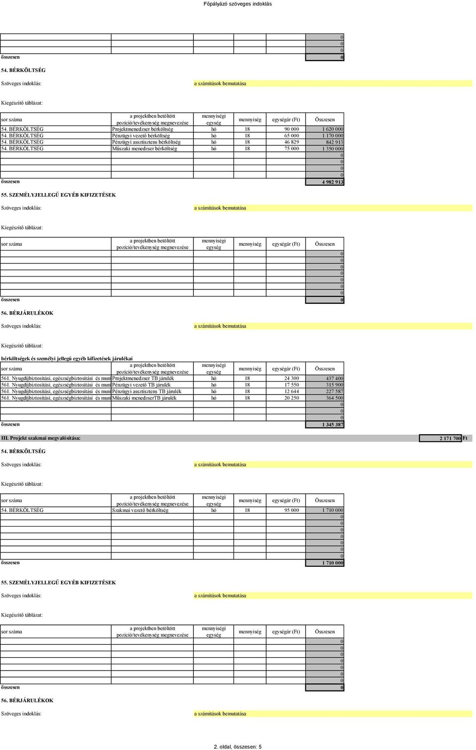 Nyugdíjbiztosítási, egészségbiztosítási és munkaerő-piaci Projektmenedzser járulék TB járulék hó 18 24 3 437 4 561.