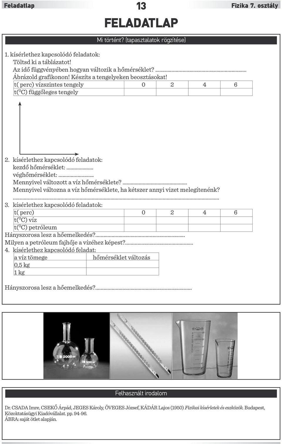 .. Mennyivel változott a víz hőmérséklete? Mennyivel változna a víz hőmérséklete, ha kétszer annyi vizet melegítenénk?... 3.