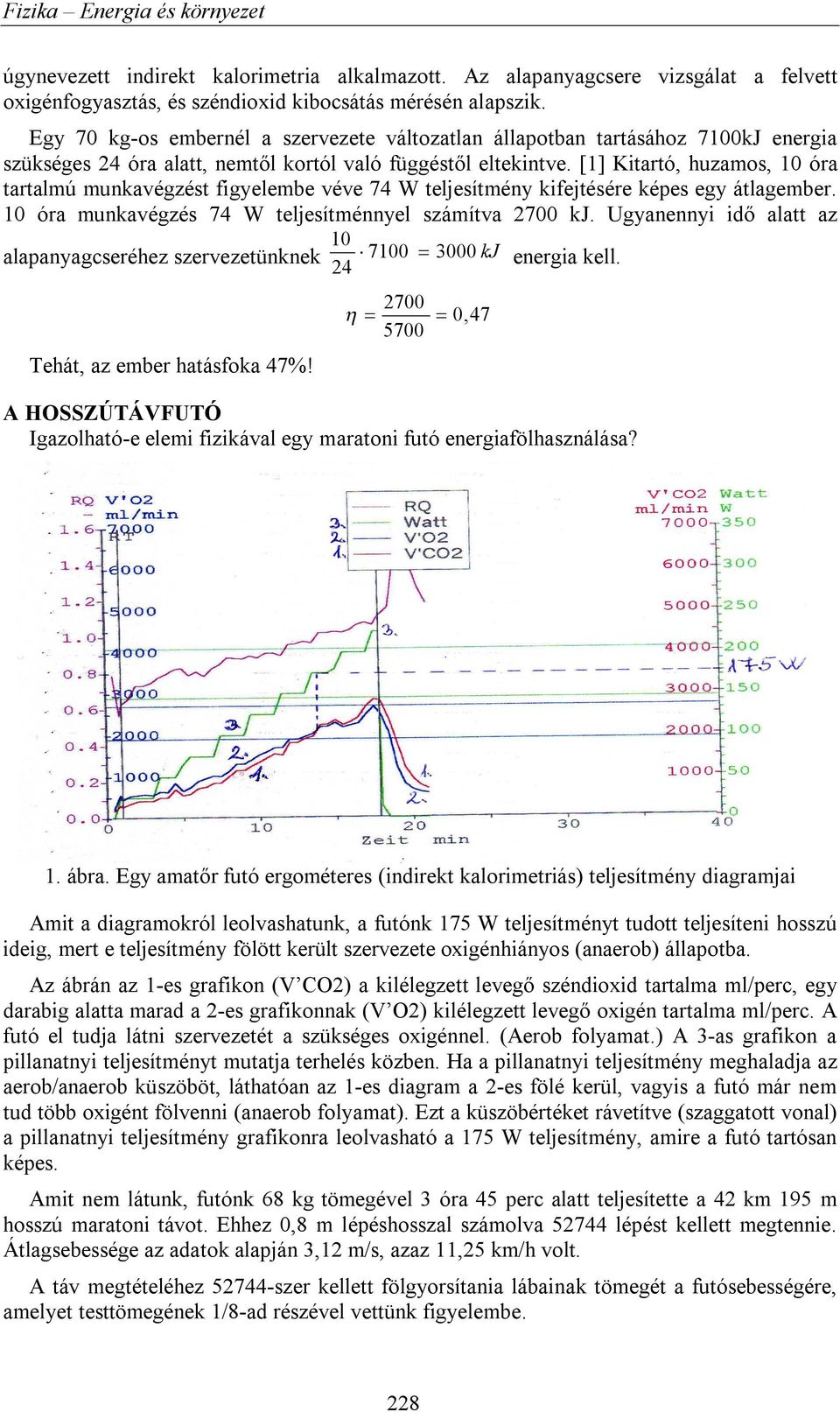 [1] Kitartó, huzamos, 10 óra tartalmú munkavégzést figyelembe véve 74 W teljesítmény kifejtésére képes egy átlagember. 10 óra munkavégzés 74 W teljesítménnyel számítva 2700 kj.