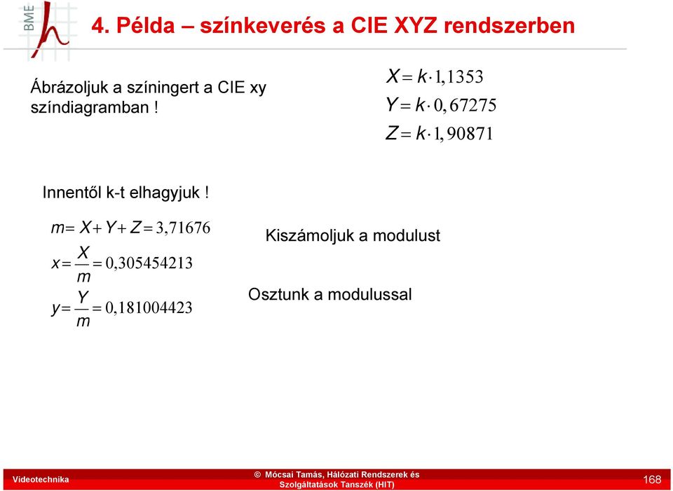 X k1,1353 Y k 0, 67275 Z k1, 90871 Innentől k-t elhagyjuk!