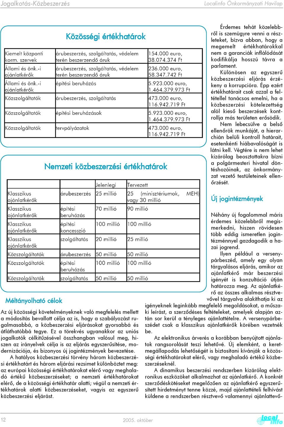 Épp ezért értékhatárait csak azzal a feltétellel tanácsos emelni, ha a közbeszerzési kötelezettség alól kiesõ beszerzések kontrollja más területen erõsödik.