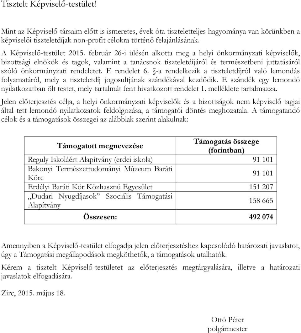 -a rendelkezik a tiszteletdíjról való lemondás folyamatáról, mely a tiszteletdíj jogosultjának szándékával kezdődik.