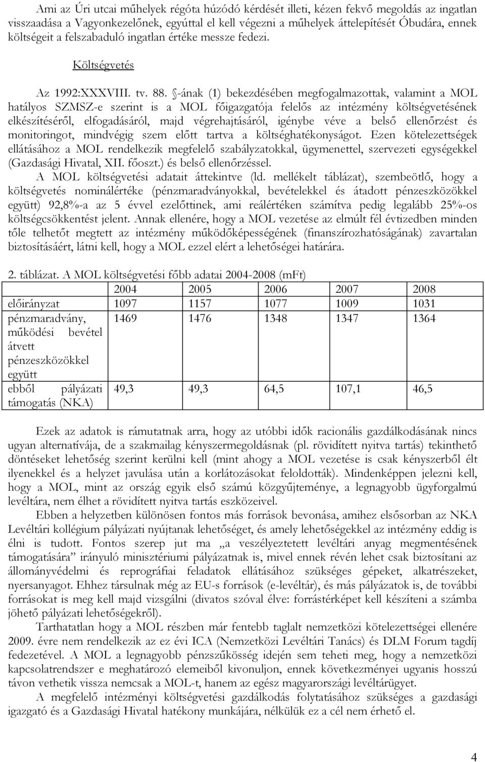 -ának (1) bekezdésében megfogalmazottak, valamint a MOL hatályos SZMSZ-e szerint is a MOL főigazgatója felelős az intézmény költségvetésének elkészítéséről, elfogadásáról, majd végrehajtásáról,