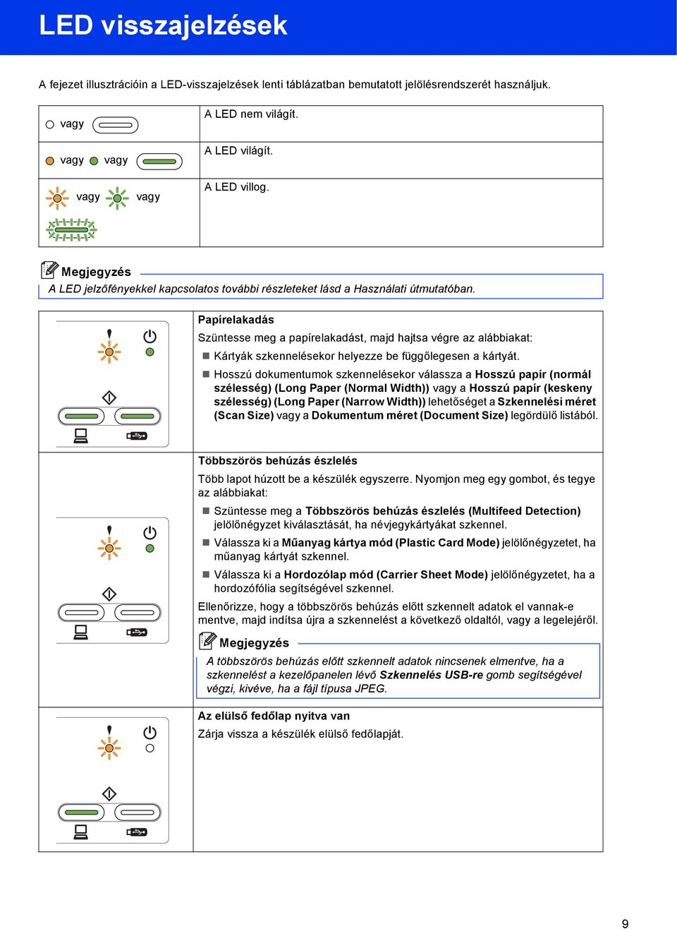 Hosszú dokumentumok szkennelésekor válssz Hosszú ppír (normál szélesség) (Long Pper (Norml Width)) vgy Hosszú ppír (keskeny szélesség) (Long Pper (Nrrow Width)) lehetőséget Szkennelési méret (Sn