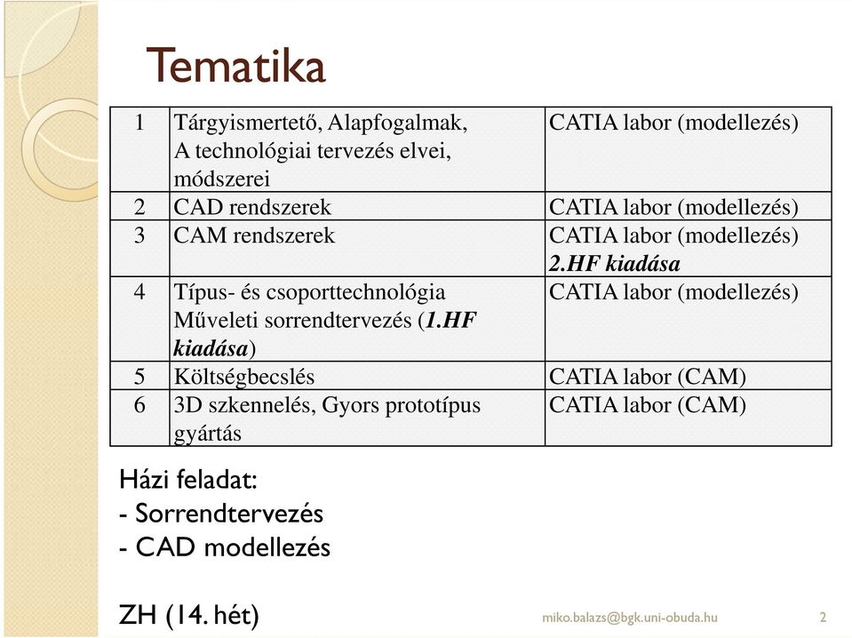 HF kiadása 4 Típus- és csoporttechnológia Mőveleti sorrendtervezés (1.