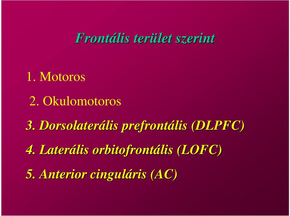 Dorsolaterális lis prefrontális (DLPFC)