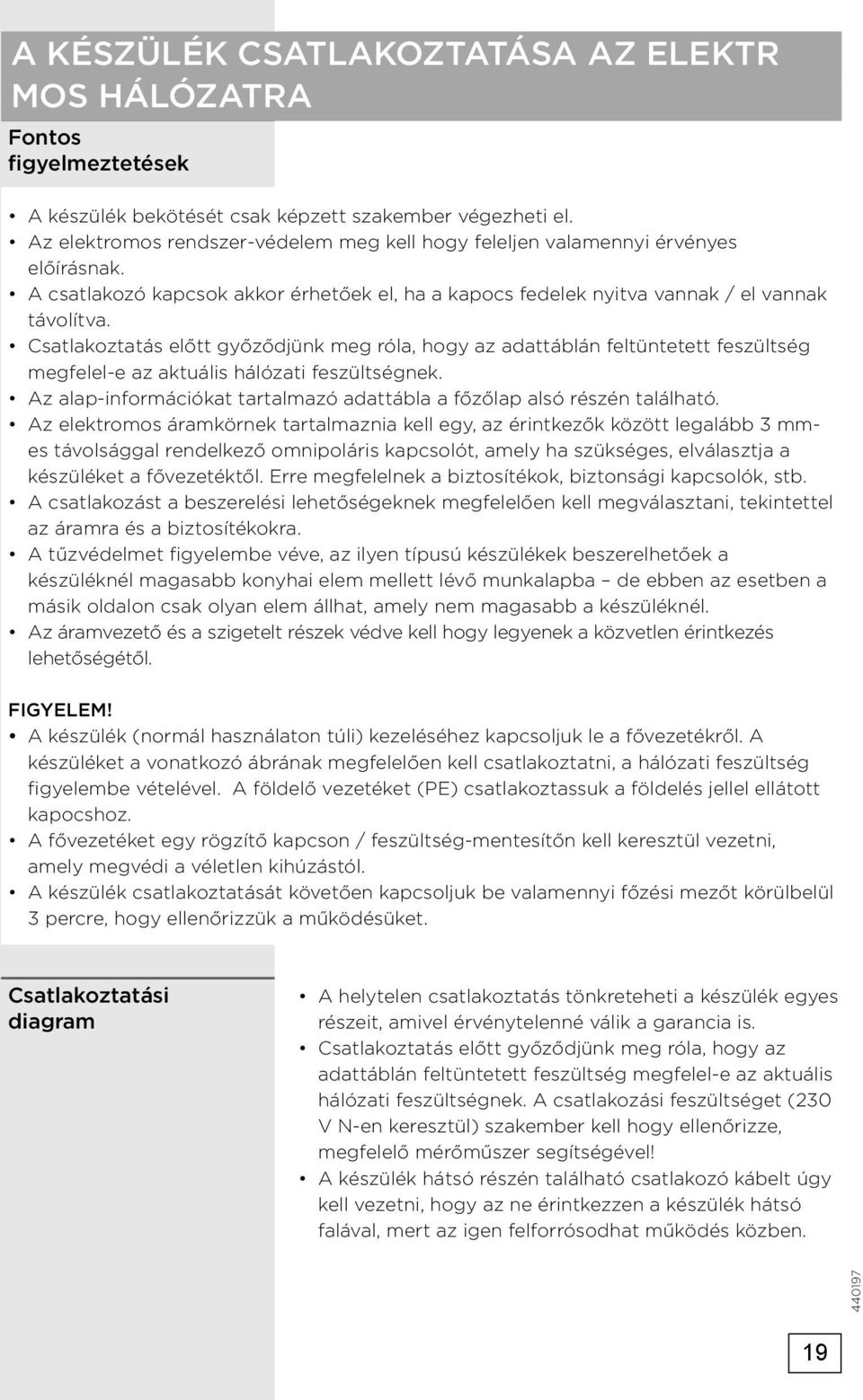 Csatlakoztatás előtt győződjünk meg róla, hogy az adattáblán feltüntetett feszültség megfelel-e az aktuális hálózati feszültségnek.