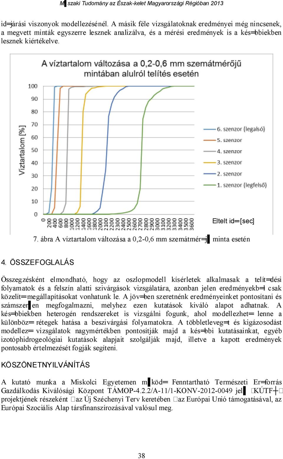 ÖSSZEFOGLALÁS Összegzésként elmondható, hogy az oszlopmodell kísérletek alkalmasak a telít dési folyamatok és a felszín alatti szivárgások vizsgálatára, azonban jelen eredményekb l csak közelít