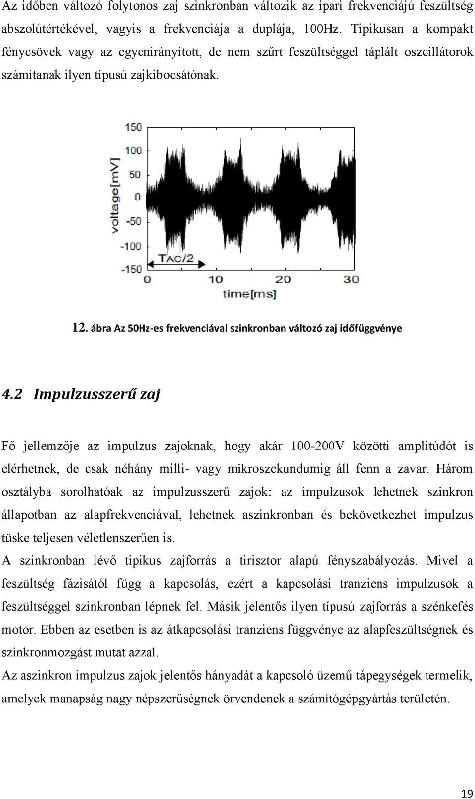 ábra Az 50Hz-es frekvenciával szinkronban változó zaj időfüggvénye 4.