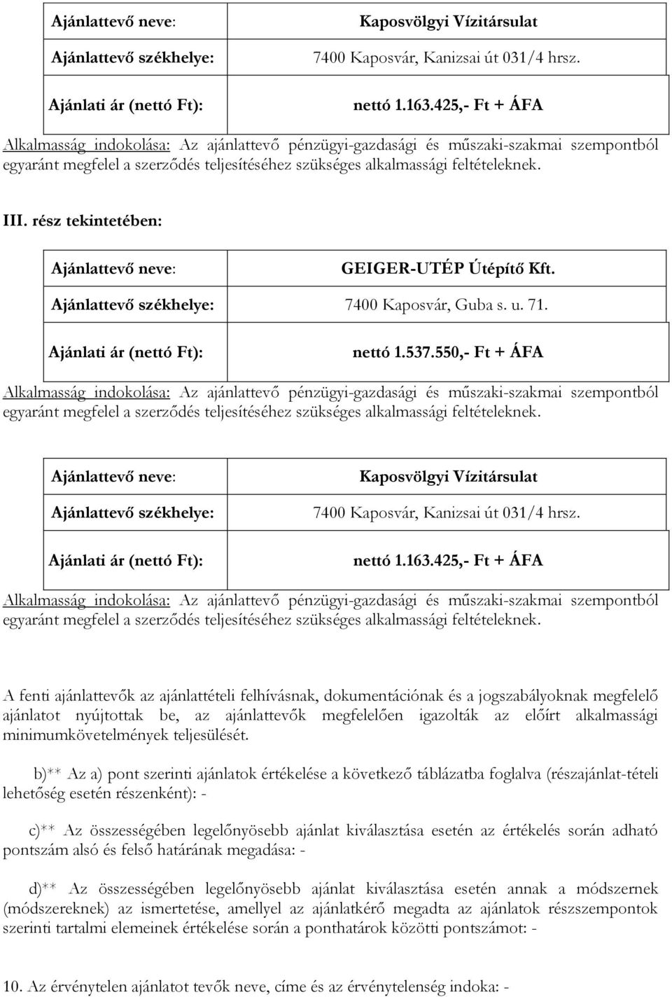 minimumkövetelmények teljesülését.