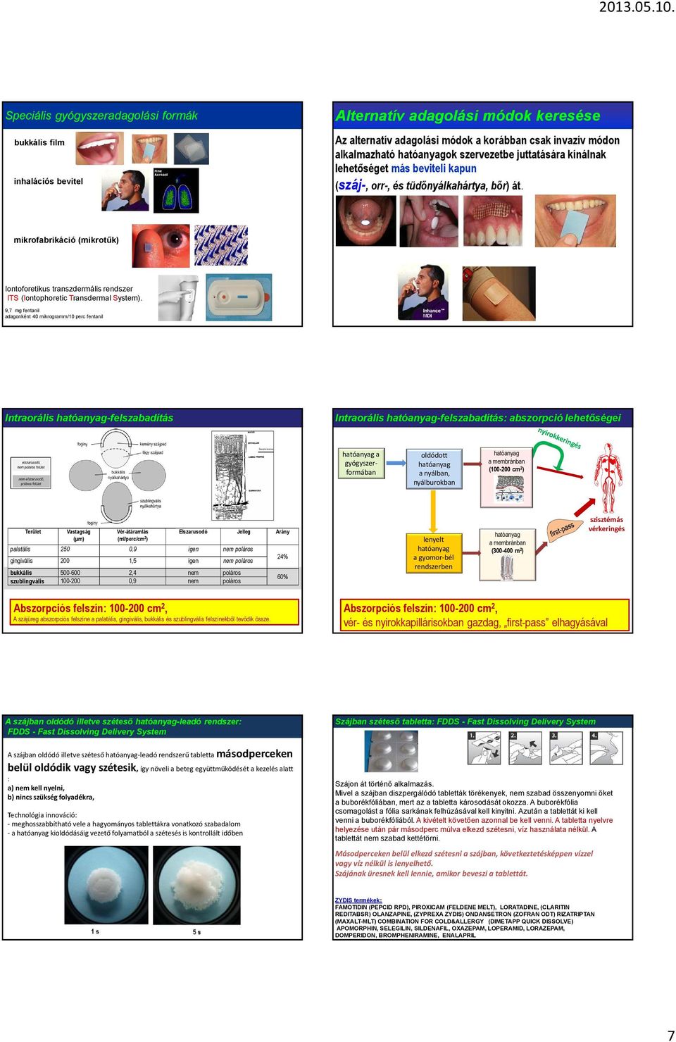 mikrofabrikáció (mikrotűk) Iontoforetikus transzdermális rendszer ITS (Iontophoretic Transdermal System).