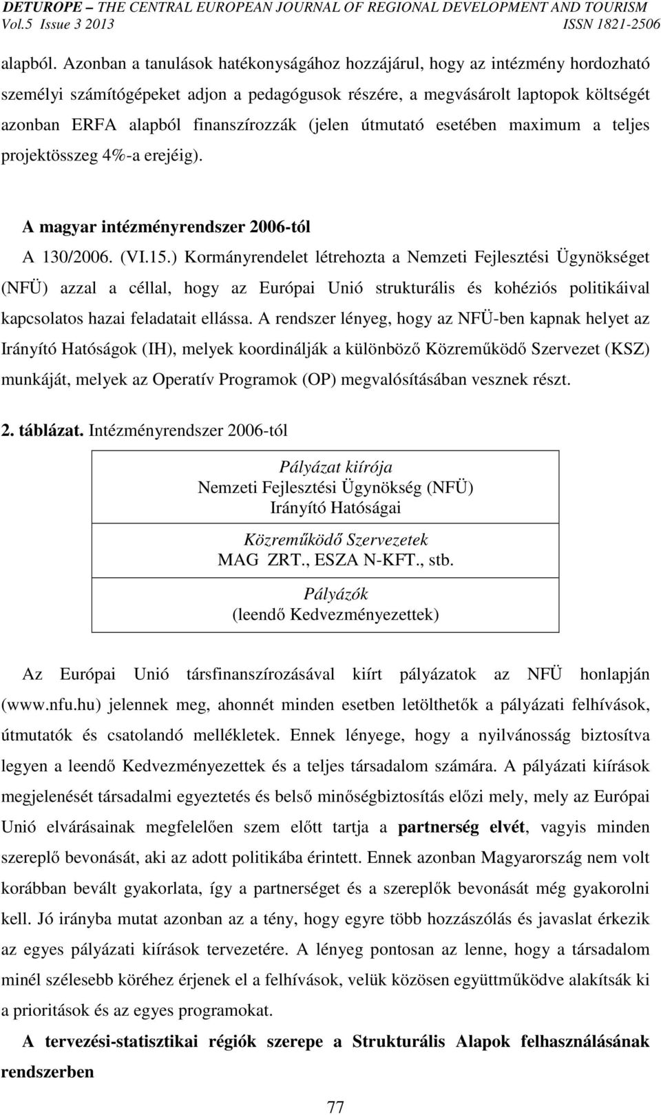 (jelen útmutató esetében maximum a teljes projektösszeg 4%-a erejéig). A magyar intézményrendszer 2006-tól A 130/2006. (VI.15.