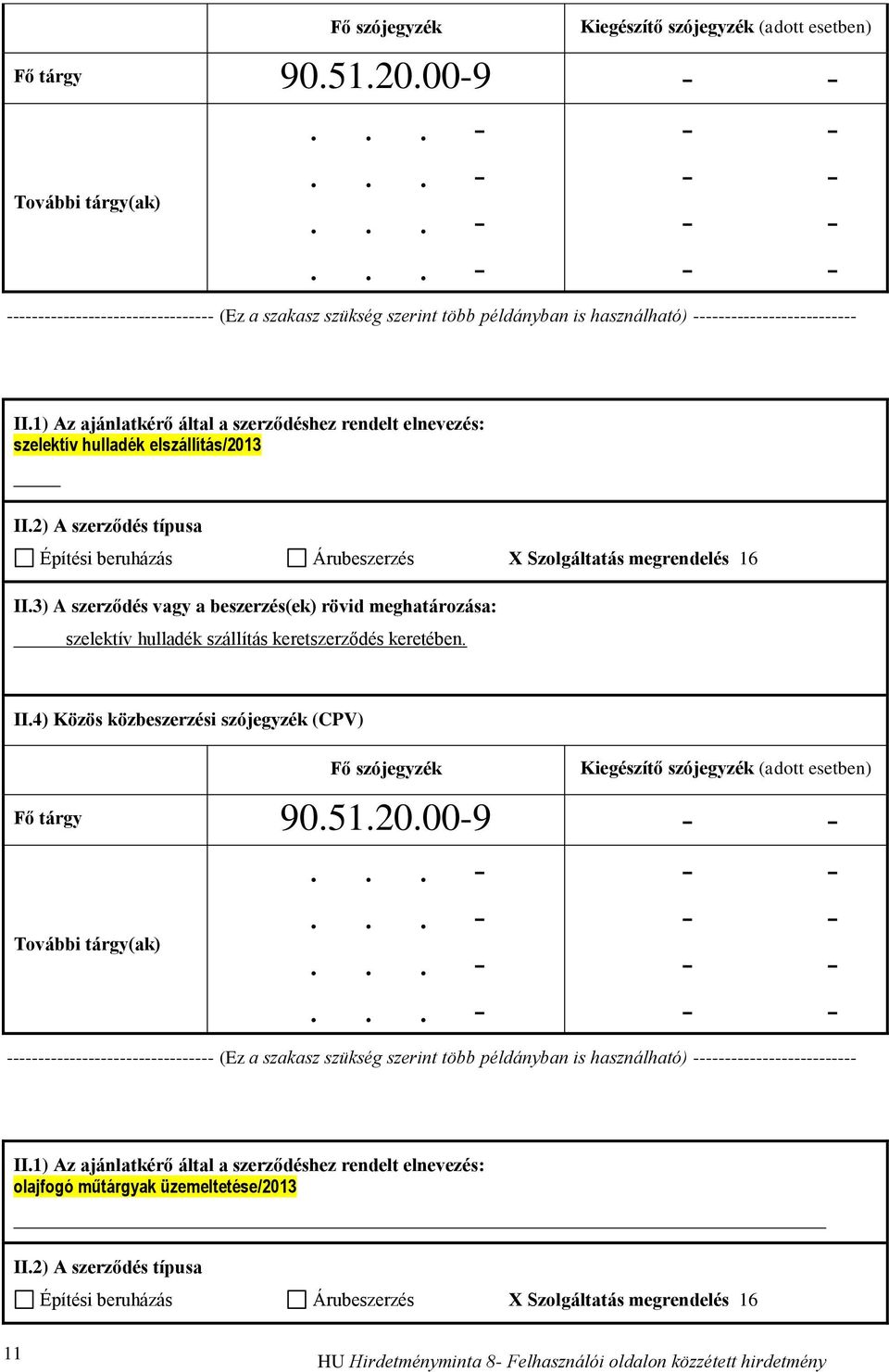 szelektív hulladék szállítás keretszerződés