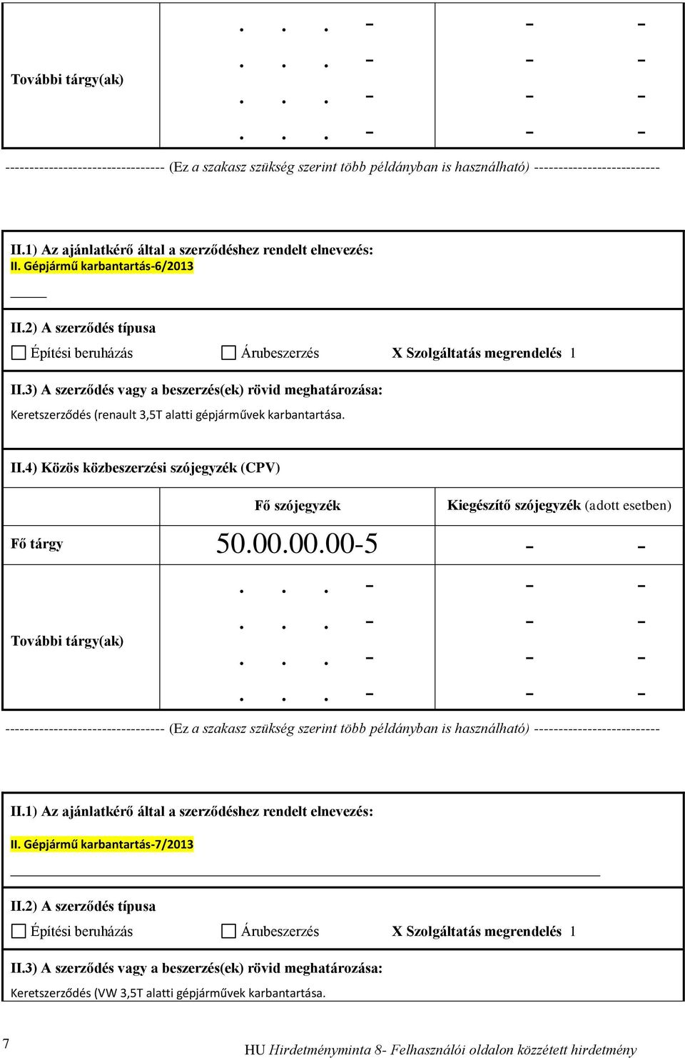 Fő tárgy 50.00.00.00-5 II.