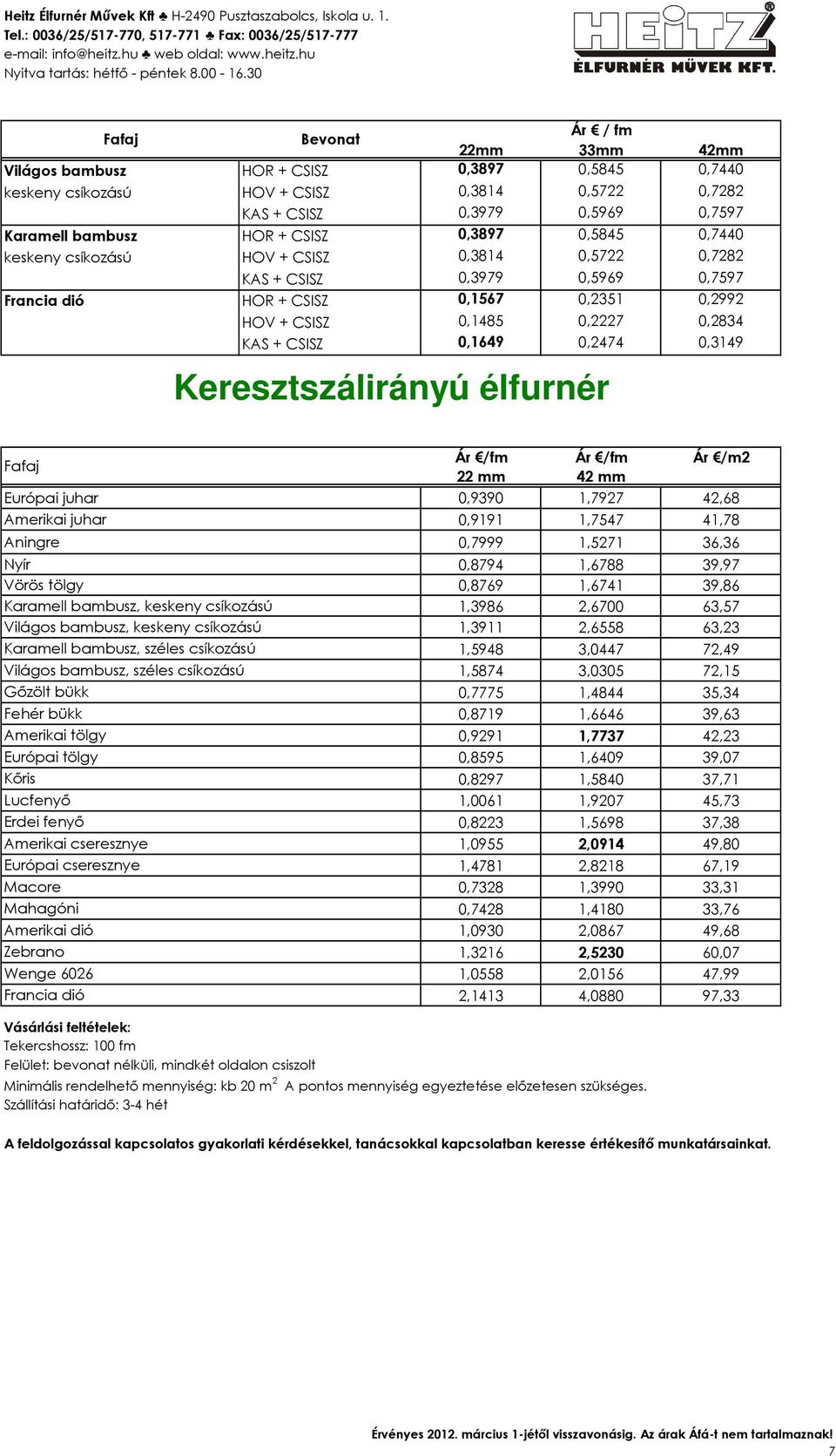 0,1649 0,2474 0,3149 Keresztszálirányú élfurnér Fafaj Európai juhar Amerikai juhar Aningre Nyír Vörös tölgy Karamell bambusz, keskeny csíkozású Világos bambusz, keskeny csíkozású Karamell bambusz,