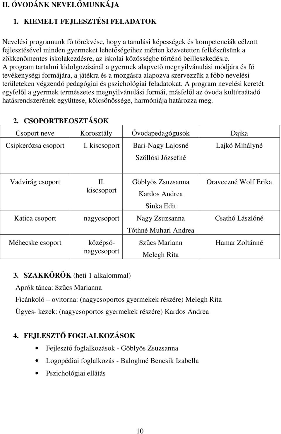 zökkenőmentes iskolakezdésre, az iskolai közösségbe történő beilleszkedésre.