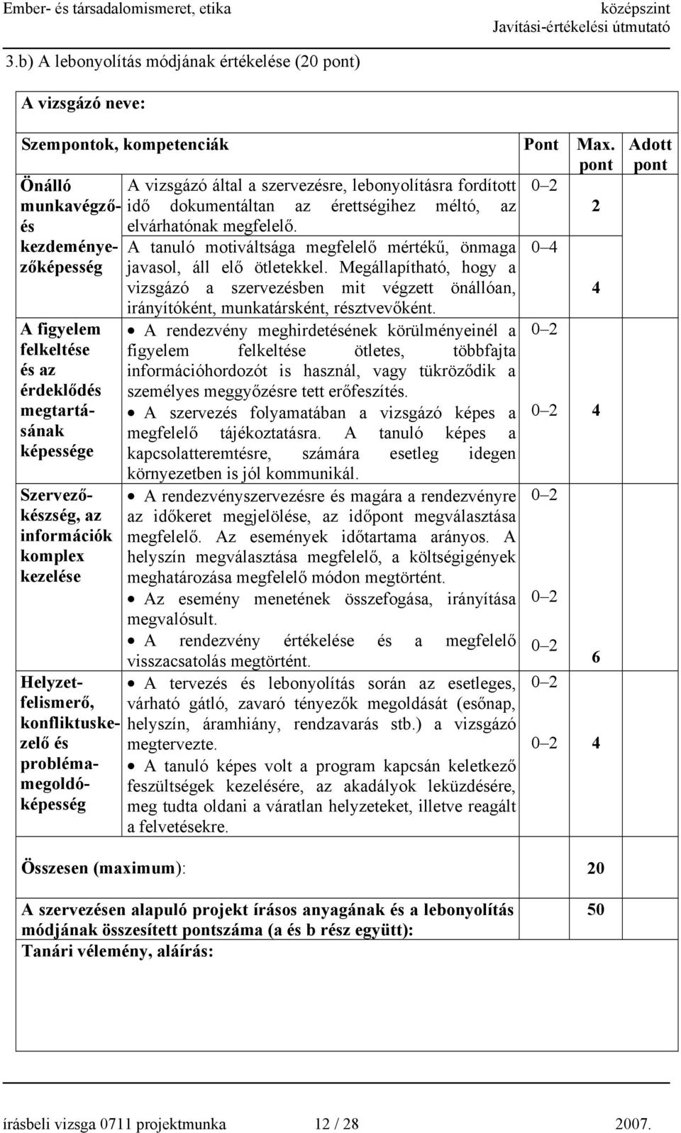 kezdeményezőképesség A tanuló motiváltsága megfelelő mértékű, önmaga javasol, áll elő ötletekkel.