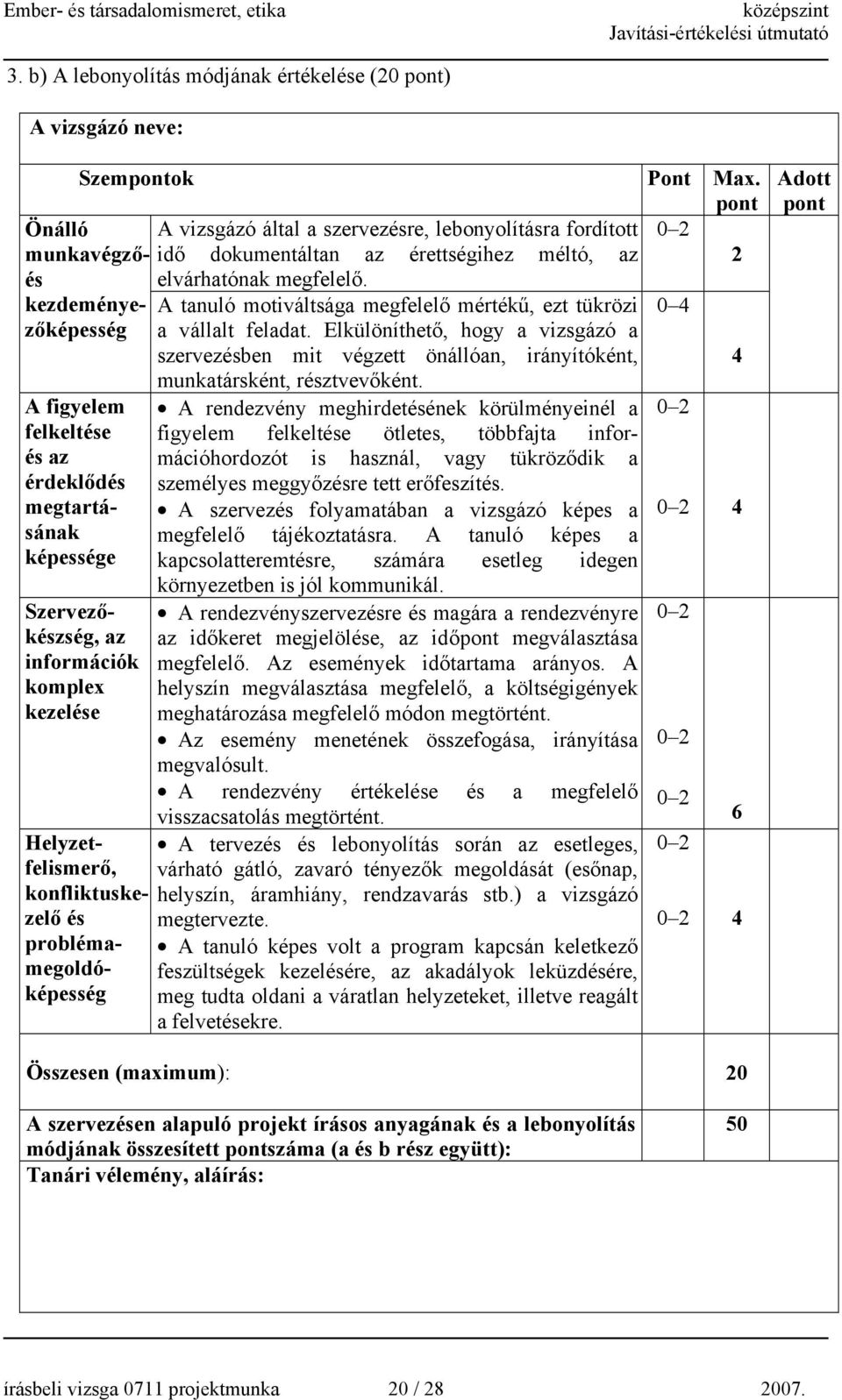 kezdeményezőképesség A tanuló motiváltsága megfelelő mértékű, ezt tükrözi a vállalt feladat.