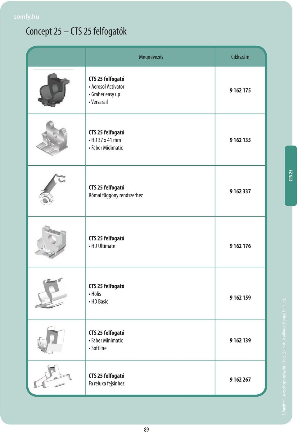 függöny rendszerhez 9 162 337 Somfy CTS 25 CTS 25 felfogató HD Ultimate 9 162 176 CTS 25 felfogató Holis HD