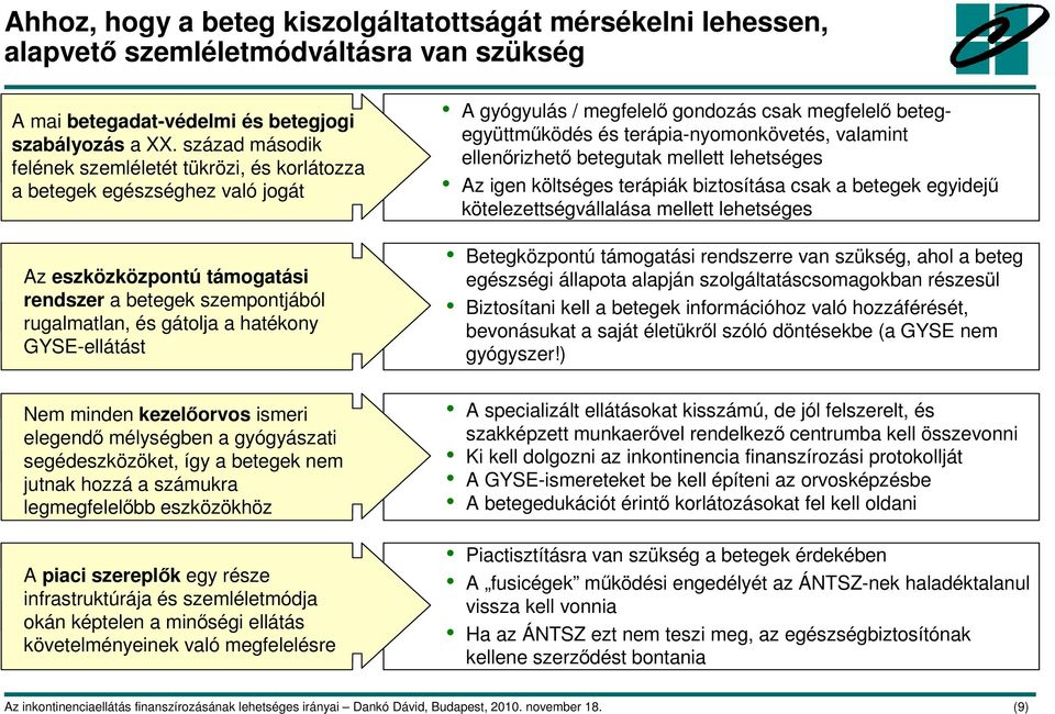 GYSE-ellátást Nem minden kezelıorvos ismeri elegendı mélységben a gyógyászati segédeszközöket, így a betegek nem jutnak hozzá a számukra legmegfelelıbb eszközökhöz A piaci szereplık egy része