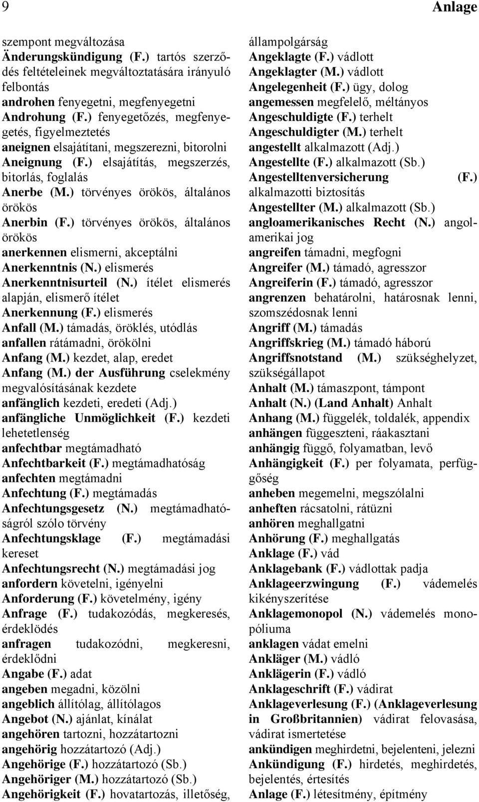 ) törvényes örökös, általános örökös Anerbin (F.) törvényes örökös, általános örökös anerkennen elismerni, akceptálni Anerkenntnis (N.) elismerés Anerkenntnisurteil (N.