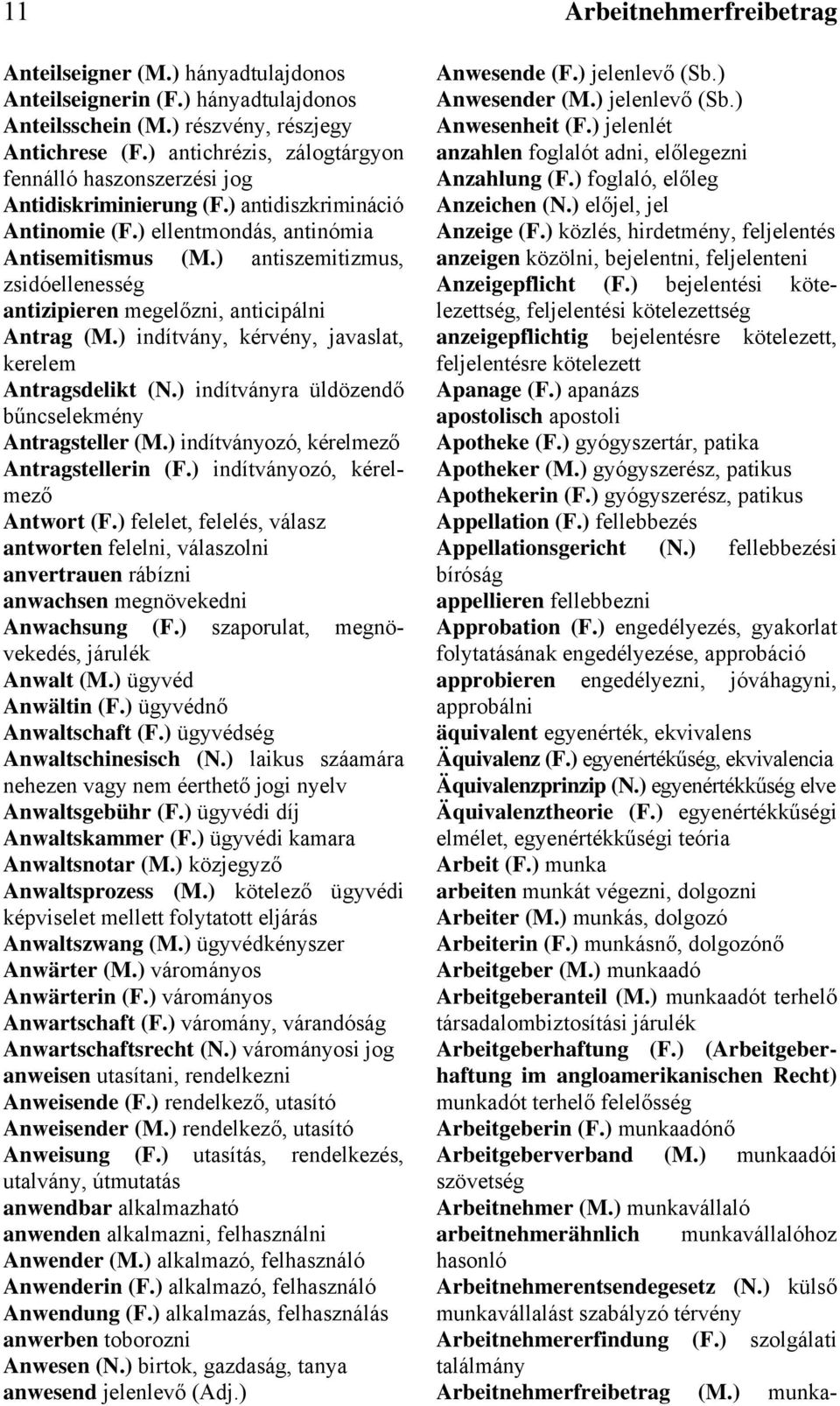 ) antiszemitizmus, zsidóellenesség antizipieren megelőzni, anticipálni Antrag (M.) indítvány, kérvény, javaslat, kerelem Antragsdelikt (N.) indítványra üldözendő bűncselekmény Antragsteller (M.