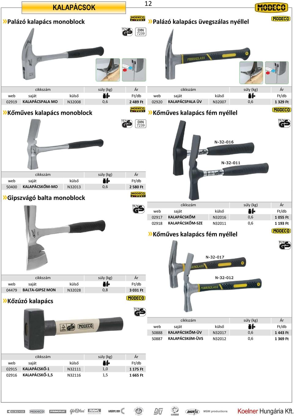 KALAPÁCSKŐM N32016 0,6 1055 Ft 02918 KALAPÁCSKŐM-SZE N32011 0,6 1193 Ft»Kőműves kalapács fém nyéllel súly (kg) 04479 BALTA-GIPSZ MON N32028 0,8 3031 Ft»Kőzúzó kalapács