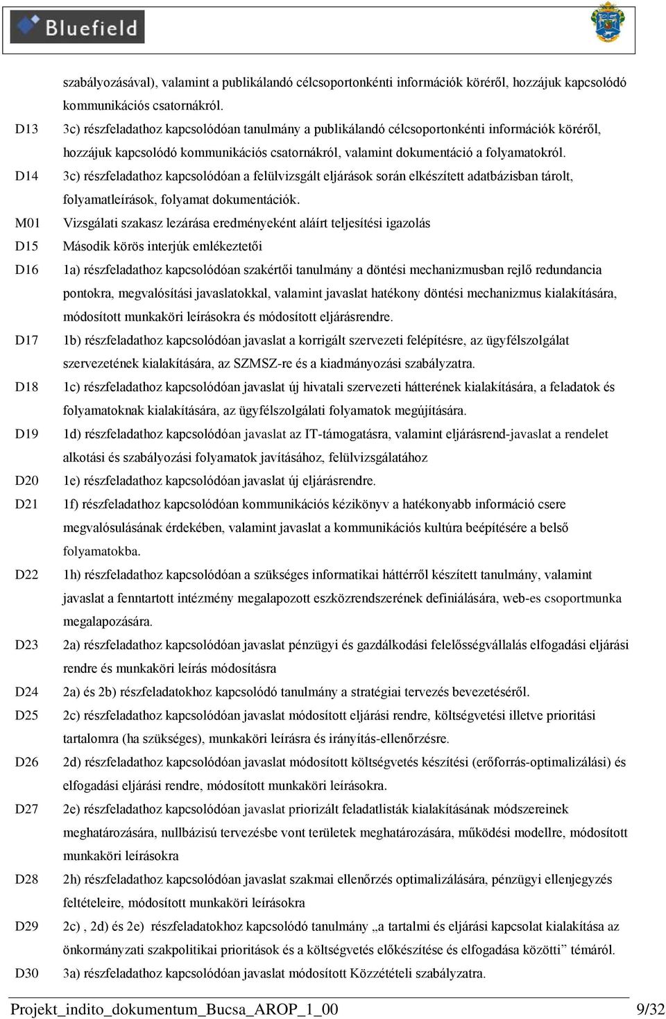 3c) részfeladathoz kapcsolódóan a felülvizsgált eljárások során elkészített adatbázisban tárolt, folyamatleírások, folyamat dokumentációk.