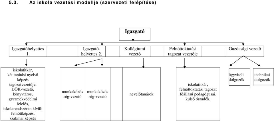 DÖK-vezető, könyvtáros, gyermekvédelmi felelős, iskolarendszeren kívüli felnőttképzés, szakmai képzés munkaközös ség-vezető