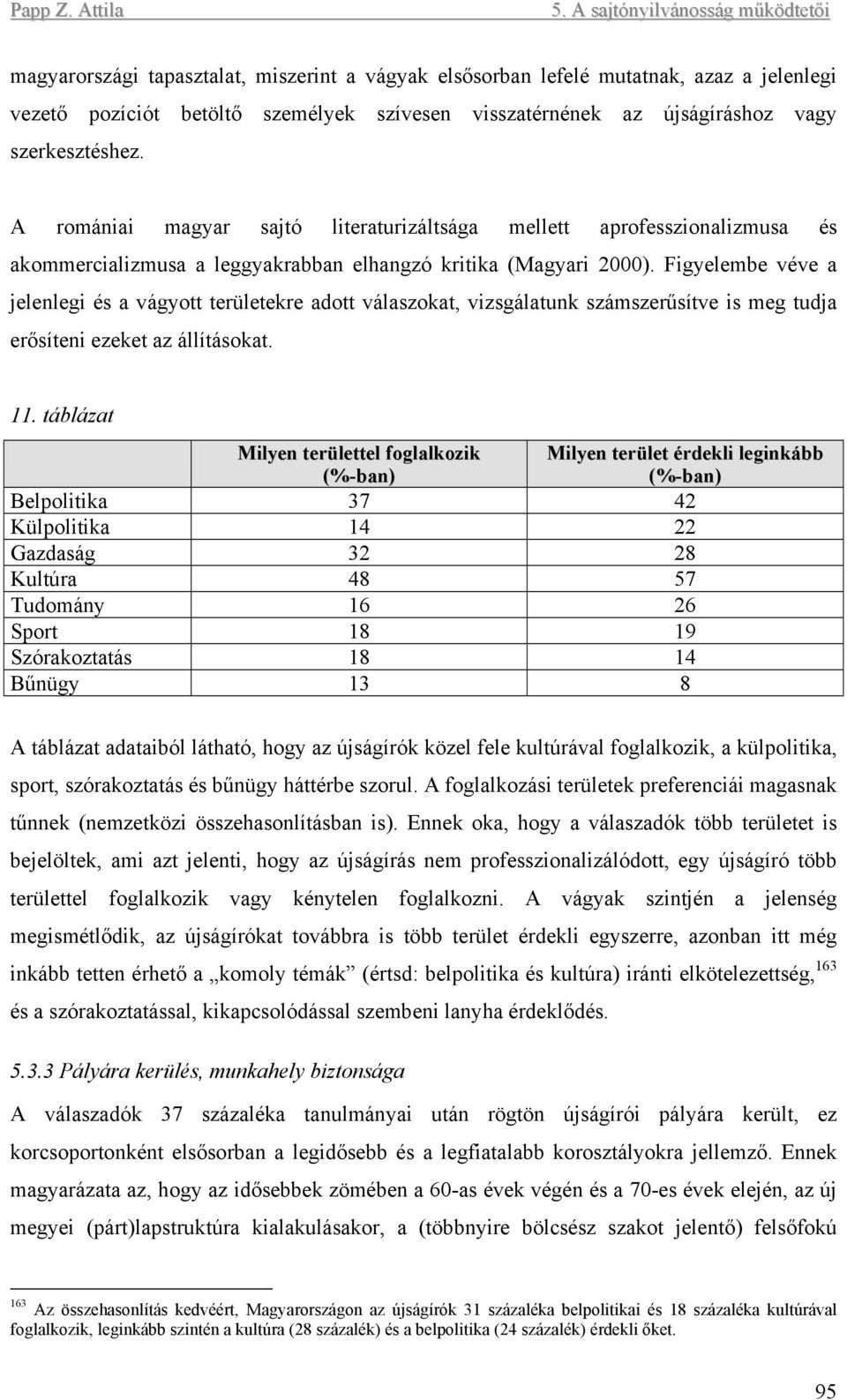 Figyelembe véve a jelenlegi és a vágyott területekre adott válaszokat, vizsgálatunk számszerűsítve is meg tudja erősíteni ezeket az állításokat. 11.