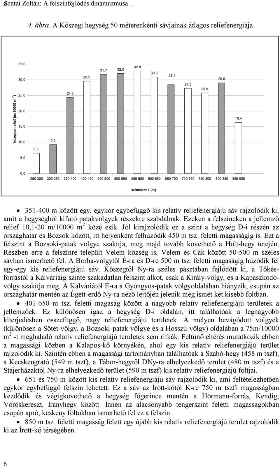0 250-300 300-350 350-400 400-450 450-500 500-550 550-600 600-650 650-700 700-750 750-800 800-850 850-900 szintközök (m) 8 351-400 m között egy, egykor egybefüggő kis relatív reliefenergiájú sáv