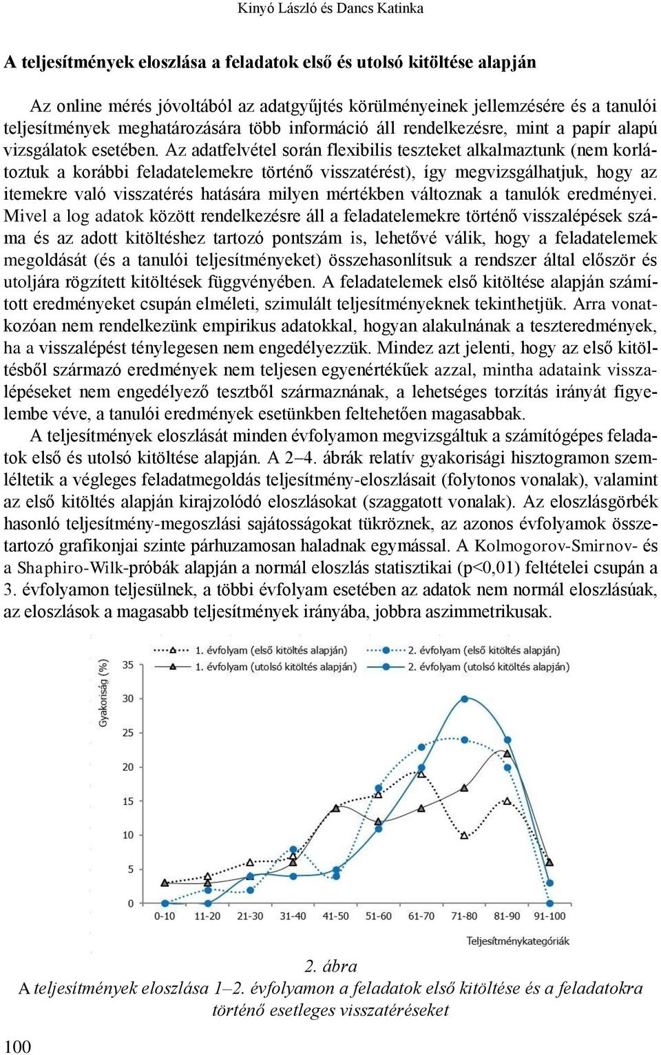 Az adatfelvétel során flexibilis teszteket alkalmaztunk (nem korlátoztuk a korábbi feladatelemekre történő visszatérést), így megvizsgálhatjuk, hogy az itemekre való visszatérés hatására milyen