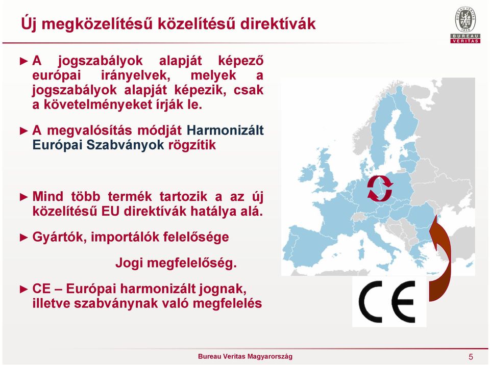 A megvalósítás módját Harmonizált Európai Szabványok rögzítik Mind több termék tartozik a az új