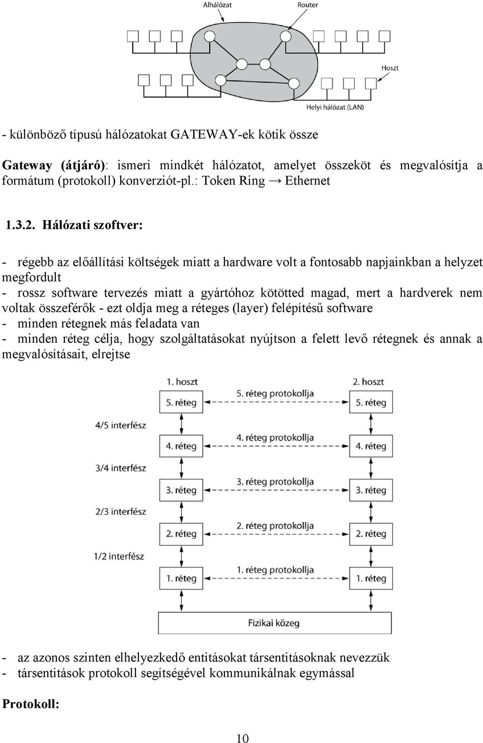hardverek nem voltak összeférők - ezt oldja meg a réteges (layer) felépítésű software - minden rétegnek más feladata van - minden réteg célja, hogy szolgáltatásokat nyújtson a felett levő
