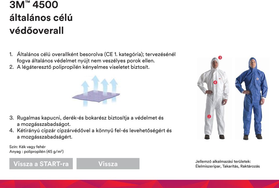 A légáteresztő polipropilén kényelmes viseletet biztosít. 3.