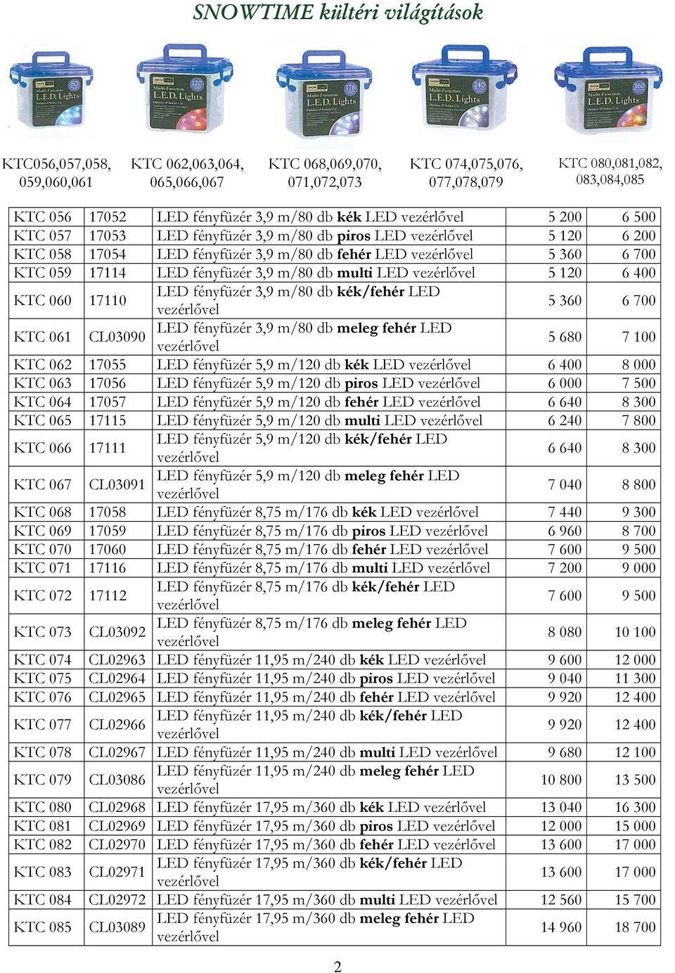 m/80 db multi LED 5 120 6 400 KTC 060 17110 LED fényfüzér 3,9 m/80 db kék/fehér LED 5 360 6 700 KTC 061 LED fényfüzér 3,9 m/80 db meleg fehér LED CL03090 5 680 7 100 KTC 062 17055 LED fényfüzér 5,9