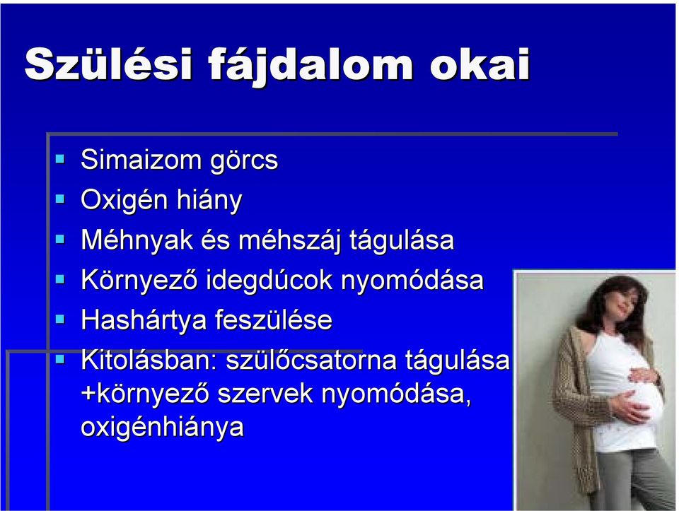 nyomódása Hashártya feszülése Kitolásban: