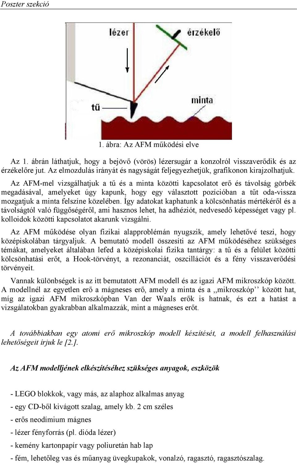 Az AFM-mel vizsgálhatjuk a tű és a minta közötti kapcsolatot erő és távolság görbék megadásával, amelyeket úgy kapunk, hogy egy választott pozícióban a tűt oda-vissza mozgatjuk a minta felszíne