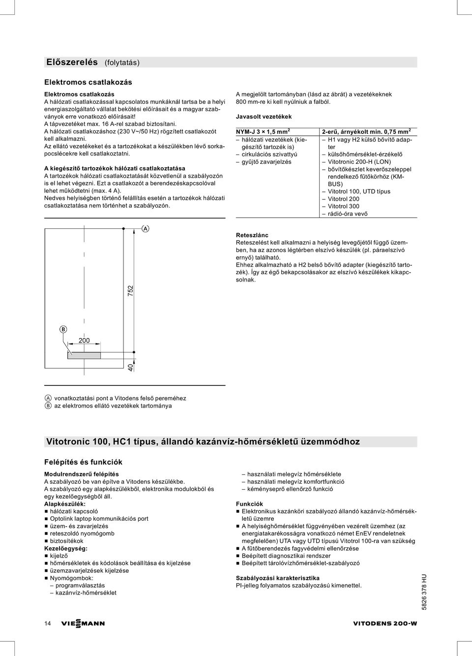 Az ellátó vezetékeket és a tartozékokat a készülékben lévő sorkapocslécekre kell csatlakoztatni.